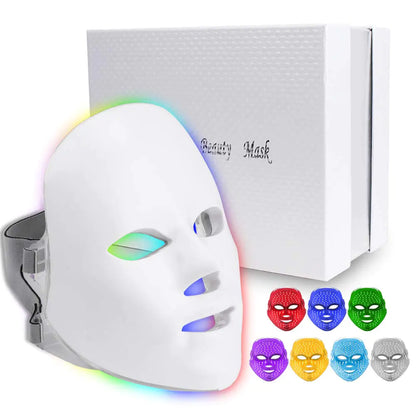 7 color LED light therapy face mask for skincare with adjustable strap and multiple light modes for acne treatment, anti-aging, and wrinkle reduction

